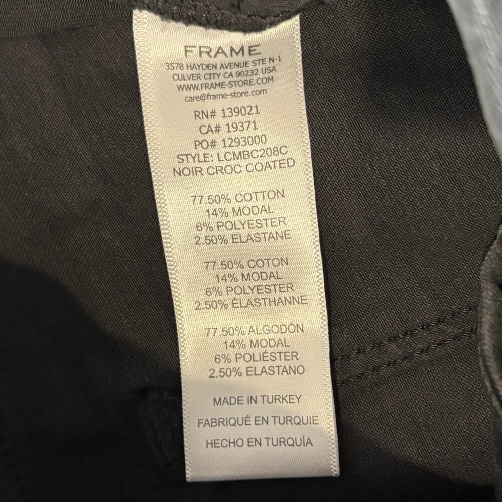 Frame Jeans 27 Gray Le Crop Mini Boot Coated Denim Noir Croc - Picture 12 of 13